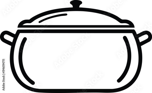 Simple Line Art Illustration of a Cooking Pot.
