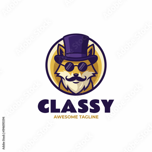 This classy fox logo, donned with a top hat and sunglasses, exudes sophistication and charm, making it ideal for premium brands and luxury services in modern markets.