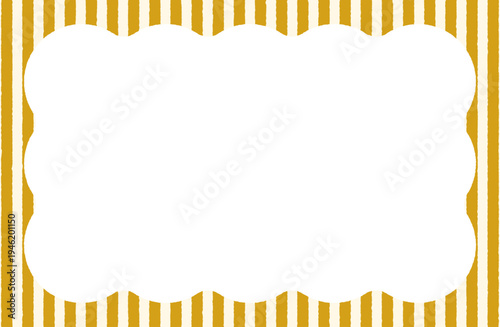 手書き風ストライプ背景となみなみフレーム　マスタード