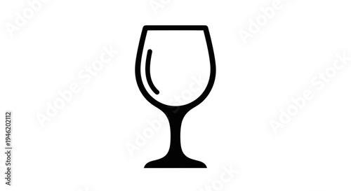 Simple Black Outline Icon of a Wine Glass on White Background