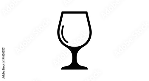 Simple Black and White Icon of a Wine Glass on a White Background