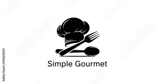 Simple Gourmet Logo: Chef Hat, Fork, Spoon - Culinary Excellence