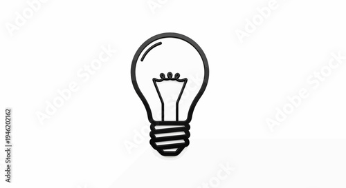 Simple light bulb icon, symbol of idea, innovation, creativity, and inspiration on white background