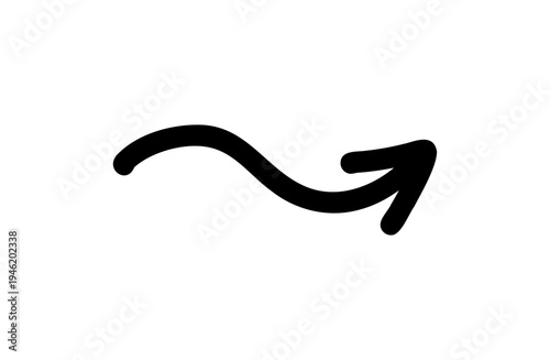 手書き矢印アイコン ペン風ラフタッチのS字カーブ右上向き