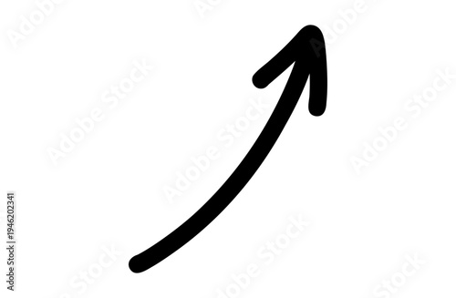 手書き矢印アイコン ペン風ラフタッチのストレートカーブ右上向き