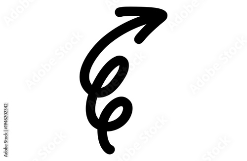 手書き矢印アイコン ペン風ラフタッチのダブルループ渦巻き上昇右向き