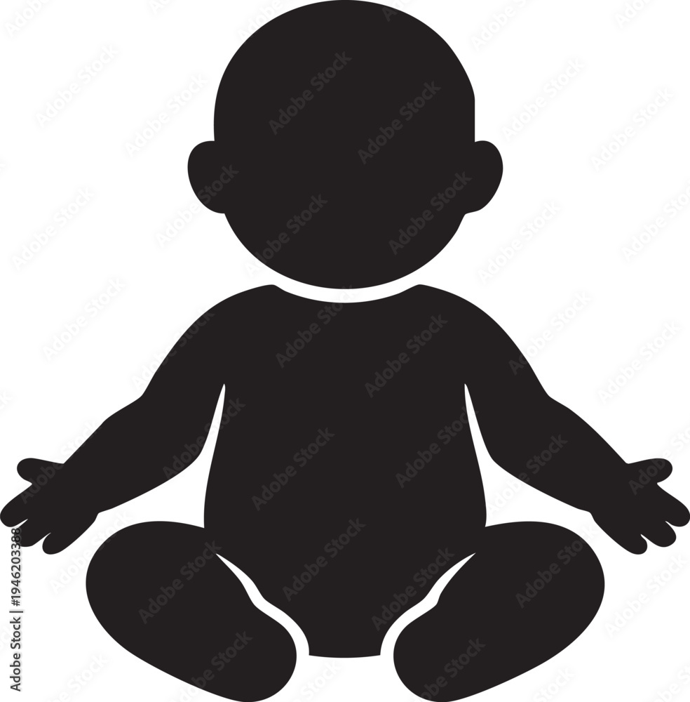 Obraz premium Baby Yoga Silhouette with Boy and Girl Practicing Poses