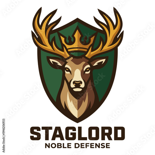 An emblematic design showcasing a noble stag with antlers, perfect for defense-themed branding, representing strength, masculinity, and protection.