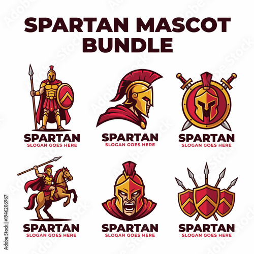 This diverse Spartan mascot bundle encompasses various elements of strength and courage, ideal for teams wanting to depict power and resilience with distinctive branding.