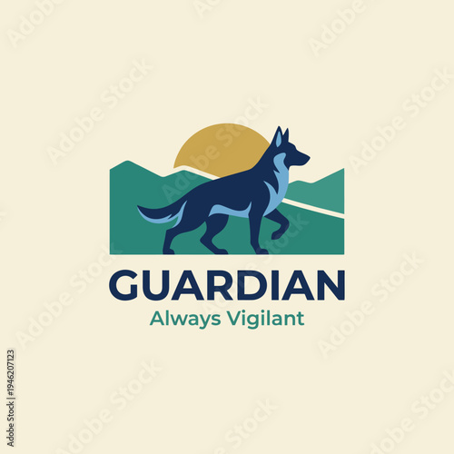 This elegant guardian dog logo embodies vigilance and strength, making it ideal for businesses focused on protection, security, or guardianship in various sectors.