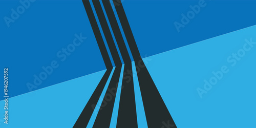 Dynamic blue abstract background with converging dark lines creating a sense of depth and movement.