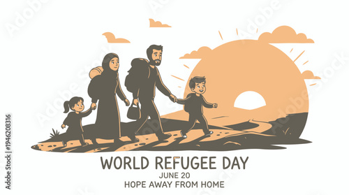World Refugee Day Hope Away From Home vector illustration