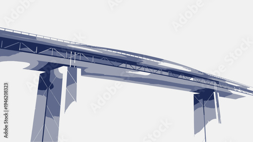 Modern Bridge Structure in Blue Tones vector illustration