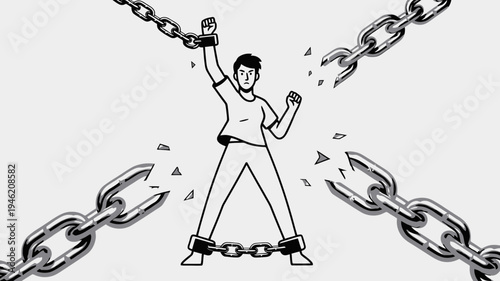 Breaking Chains Symbol of Freedom and Independence vector illustration