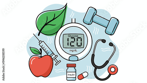 Diabetes Management Cartoon Concept vector illustration