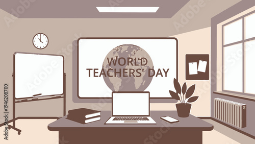 World Teachers' Day Classroom Illustration vector illustration