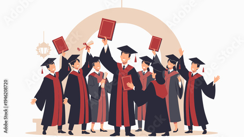 Graduation Ceremony Celebrating Success vector illustration