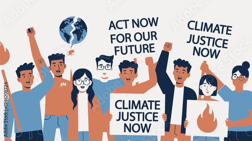 Climate Protest Act Now for Our Future vector illustration