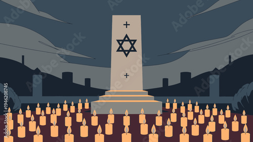 Holocaust Remembrance Day Memorial with Candles vector illustration