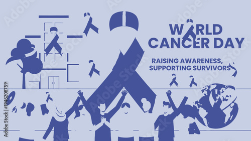 World Cancer Day Awareness Background Design vector illustration