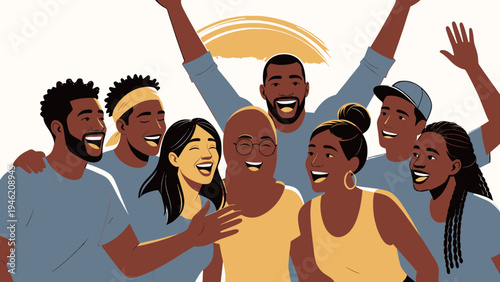 Diverse Group Laughing Together vector illustration
