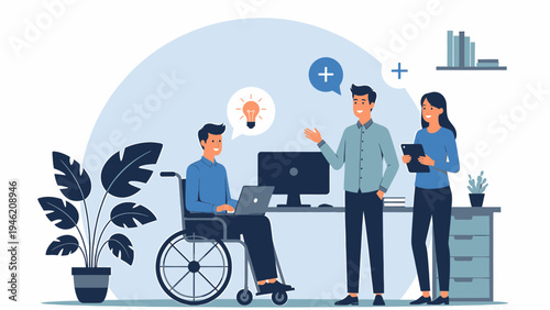 Inclusive Workplace Team Collaboration and Diversity vector illustration
