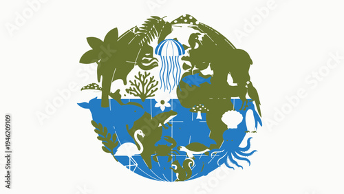 Diverse Ecosystems Globe Concept vector illustration