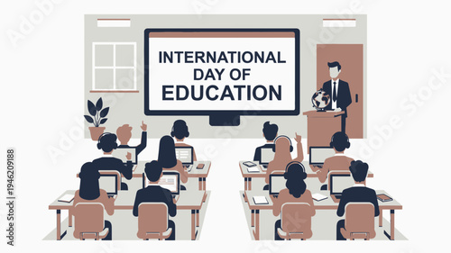 International Day of Education Presentation vector illustration