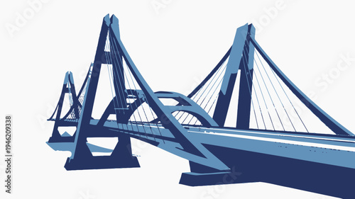 Stylized Low-Angle View of a Modern Bridge vector illustration