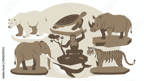 Endangered Animals Composition vector illustration