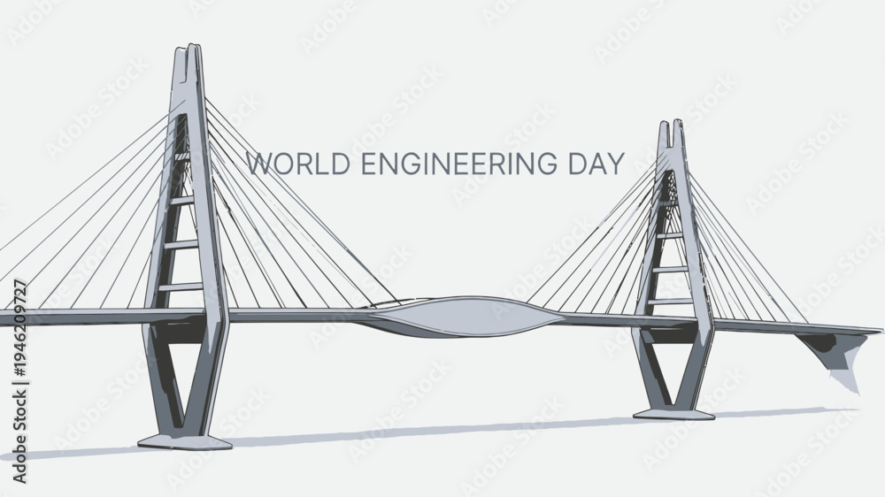 Fototapeta premium World Engineering Day Cable Stayed Bridge Design vector illustration