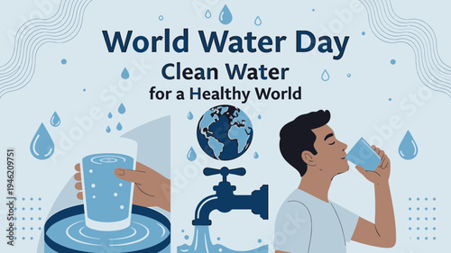 World Water Day Awareness Banner Design vector illustration