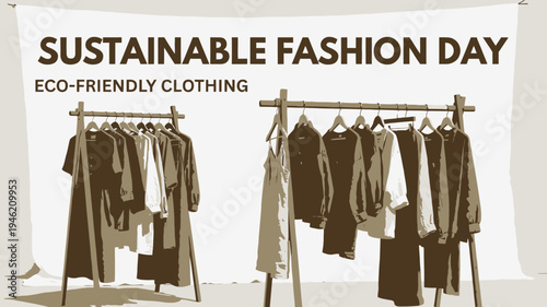 Sustainable Fashion Day Clothing Display vector illustration