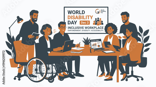 World Disability Day at Inclusive Workplace vector illustration