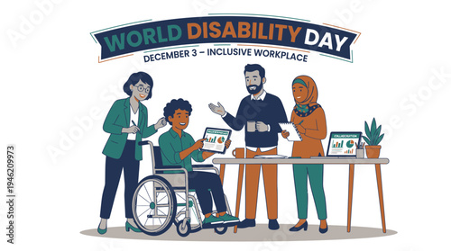 World Disability Day Inclusive Workplace Vector vector illustration