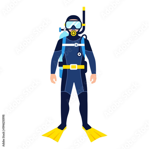 Scuba Diver in Full Gear Ready for Underwater Exploration