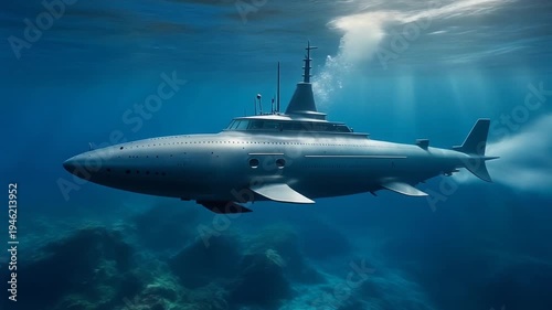 Wallpaper Mural Shark swimming in the blue sea Torontodigital.ca