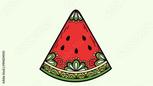 Decorative Watermelon Slice Illustration - Summer Fruit Design Element