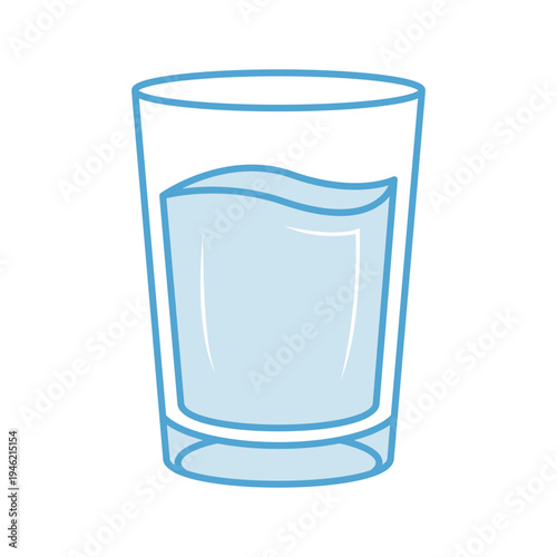 Simple blue glass of water icon illustration for hydration wellness and healthy lifestyle drink beverage concept graphic