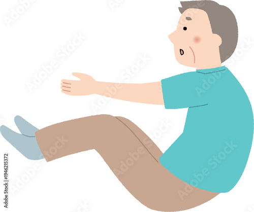 腹筋運動をする高齢男性