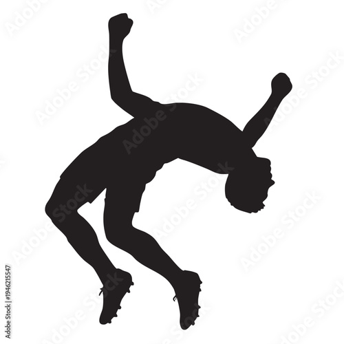 Soccer player acrobatic backflip goal celebration silhouette vector