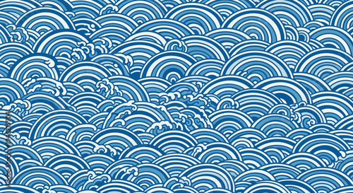 Japanese Seigaiha Wave Pattern Seamless Background
