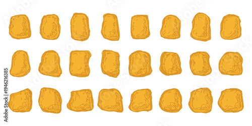 Hand drawn gold rocks Gold nuggets Gemstones For game environment, design