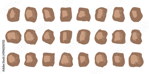 Hand drawn rocks and stones Rock fragments, boulders, building material Coastal pebbles, gravel, minerals, cobblestones, geological formations For game environment, landscape illustration, design