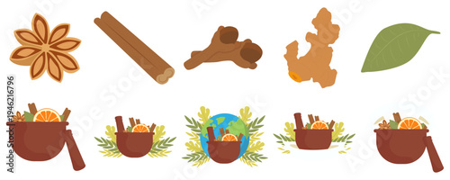 Spices and Herbal Ingredients Set