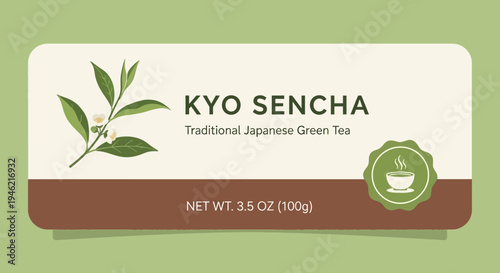Kyo Sencha Japanese Green Tea Product Label Design