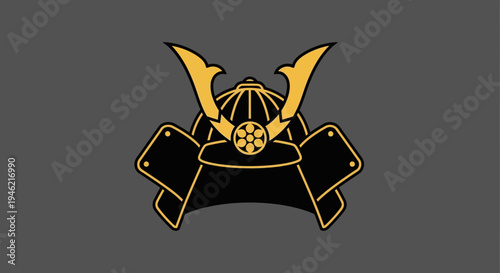 Minimalist Japanese Samurai Helmet Icon Vector Illustration