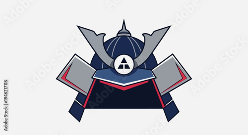Minimalist Samurai Helmet Icon Vector Illustration