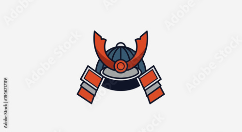 Minimalist Samurai Helmet Icon Vector Illustration