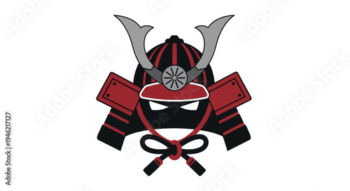 Minimalist Samurai Helmet Icon Vector Illustration